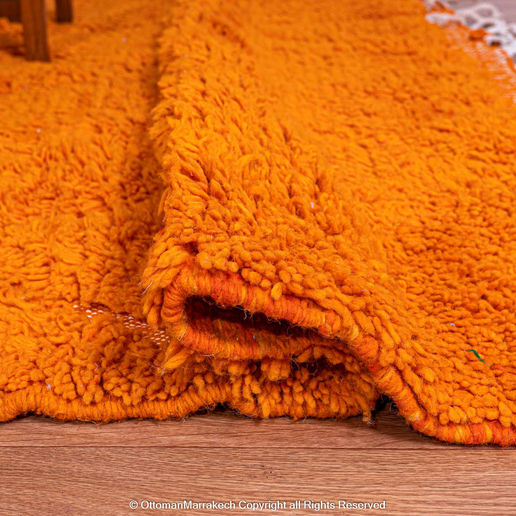 Moroccan Diamond Neon Carrot Rug: Diamond Shapes and Orange Neon Carrot Color