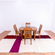 Load image into Gallery viewer, Minimalist Moroccan Wool Rug with Bold Red and Purple Cross Design