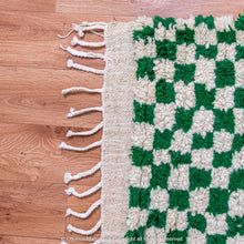 Load image into Gallery viewer, Green and White Checkered Illusion Rug