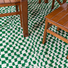 Load image into Gallery viewer, Green and White Checkered Illusion Rug