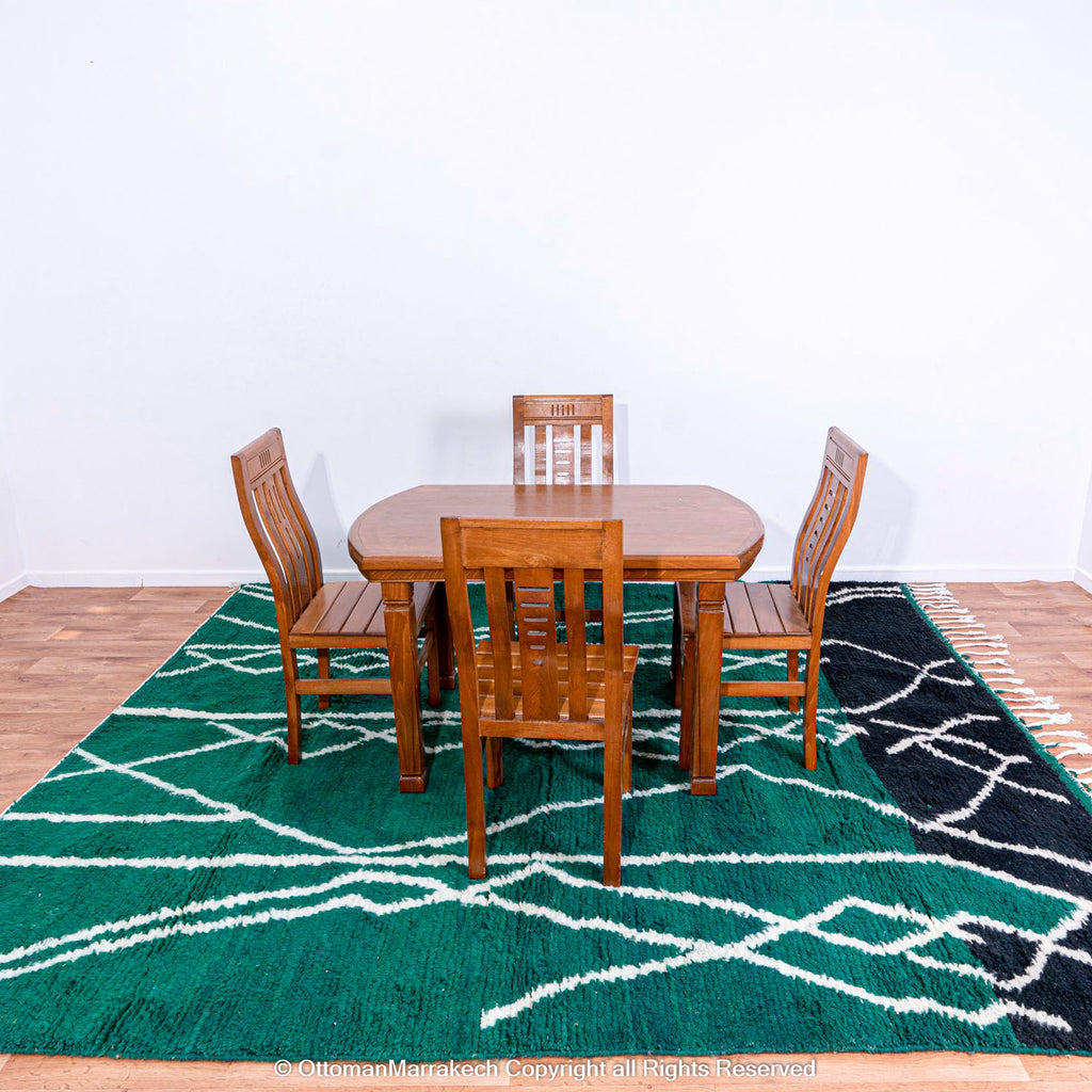 Green Atlas-Inspired Berber Rug: Bohemian Flair with Modern Appeal