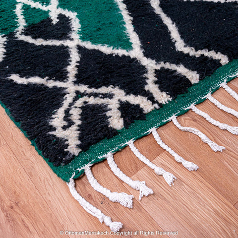 Green Atlas-Inspired Berber Rug: Bohemian Flair with Modern Appeal