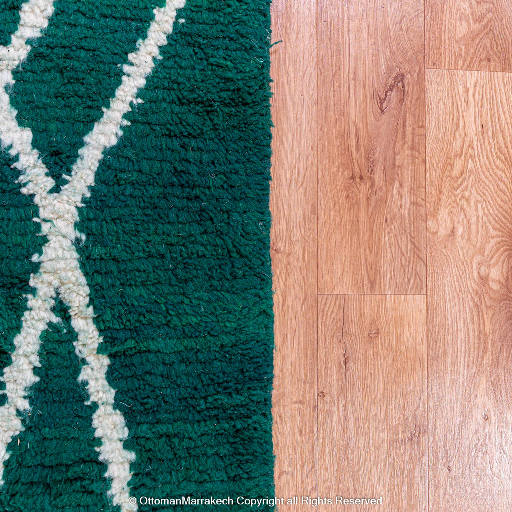 Green Atlas-Inspired Berber Rug: Bohemian Flair with Modern Appeal