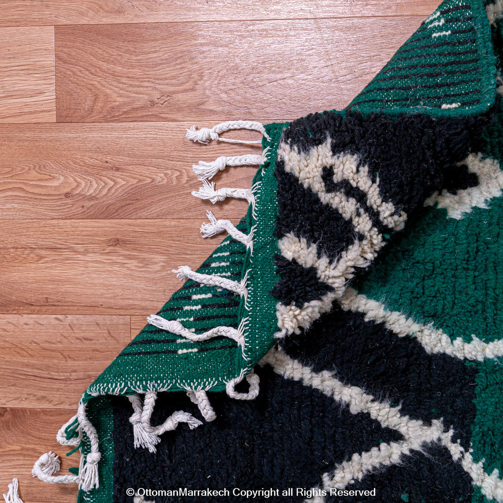 Green Atlas-Inspired Berber Rug: Bohemian Flair with Modern Appeal