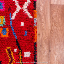 Load image into Gallery viewer, Bold Red Berber Rug with Multicolored Patterns