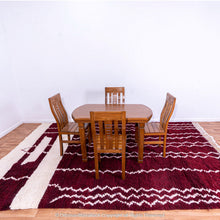 Load image into Gallery viewer, Deep Burgundy Berber Rug with White Geometric Waves