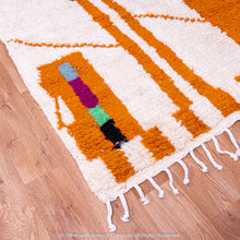 Load image into Gallery viewer, Moroccan White Berber Rug with Red and Orange Geometric Accents