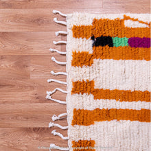 Load image into Gallery viewer, Moroccan White Berber Rug with Red and Orange Geometric Accents