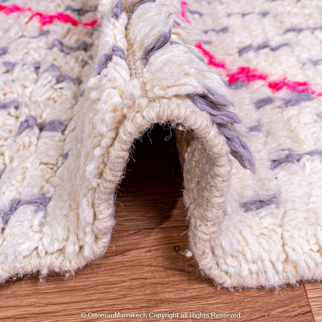 White Berber Rug with Vibrant Geometric Motifs