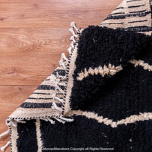 Load image into Gallery viewer, Noir Atlas Berber Rug with White Interwoven Motifs