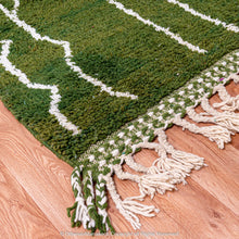 Load image into Gallery viewer, Moroccan Lunar Green Tassel Rug: Playful Accents for Contemporary Spaces