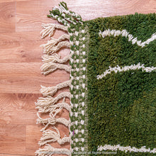 Load image into Gallery viewer, Moroccan Lunar Green Tassel Rug: Playful Accents for Contemporary Spaces