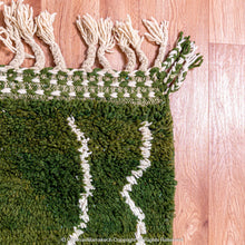 Load image into Gallery viewer, Moroccan Lunar Green Tassel Rug: Playful Accents for Contemporary Spaces