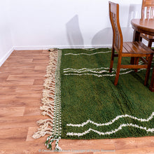 Load image into Gallery viewer, Moroccan Lunar Green Tassel Rug: Playful Accents for Contemporary Spaces