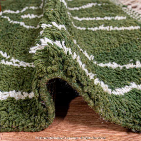 Moroccan Lunar Green Tassel Rug: Playful Accents for Contemporary Spaces