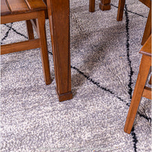 Load image into Gallery viewer, Gray Berber Rug with Minimalist Diamond Pattern