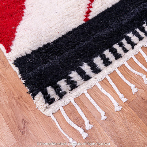 Bold Modern Moroccan Berber Rug with Striking Yellow and Red Color Arcs