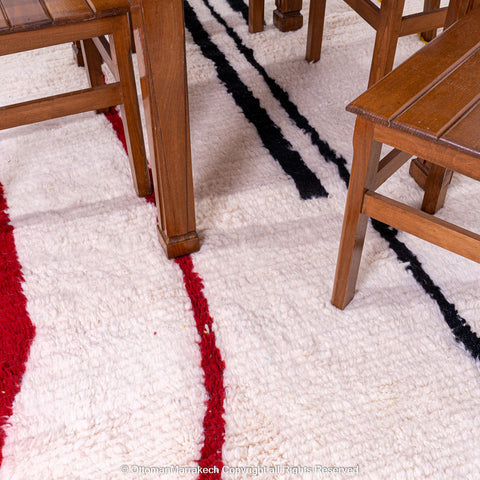 Bold Modern Moroccan Berber Rug with Striking Yellow and Red Color Arcs