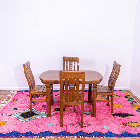 Pink Moroccan Berber Rug with Geometric Diamond and Atlas Motifs