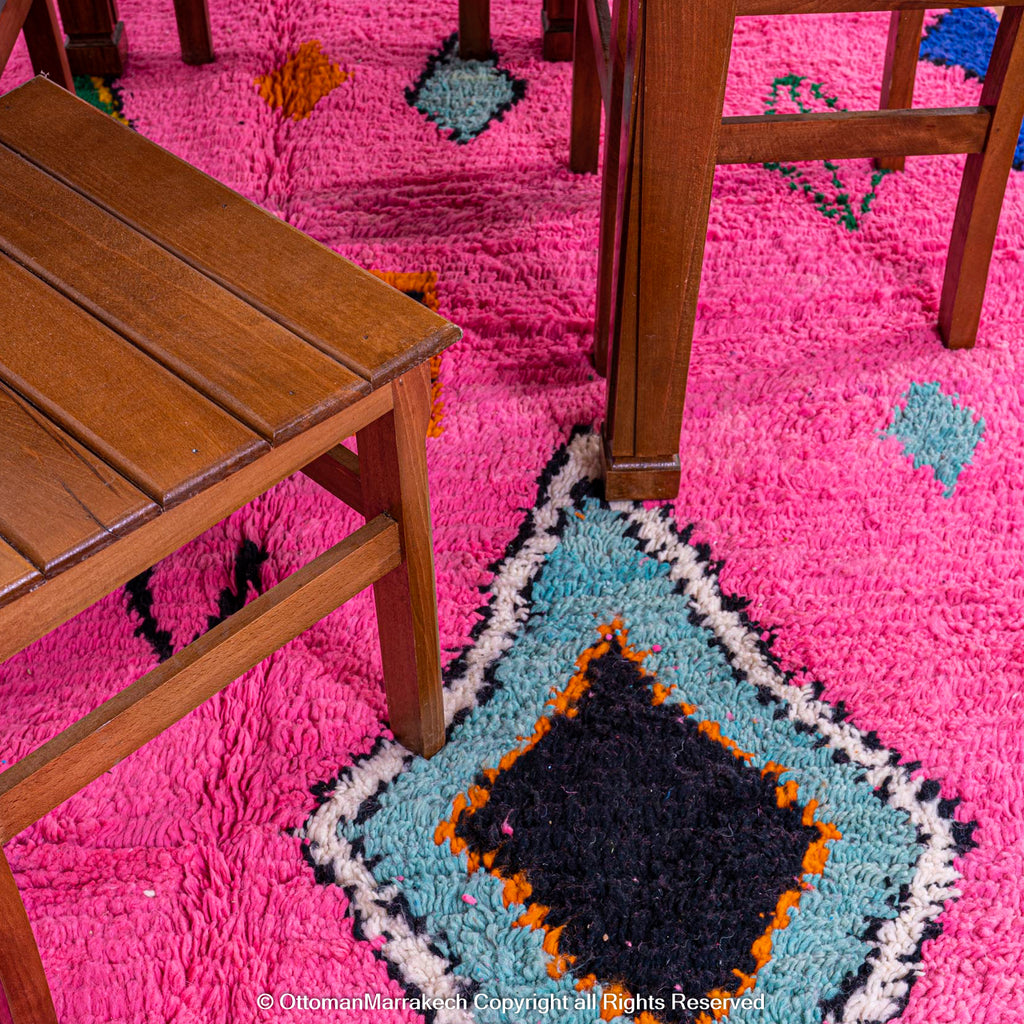 Pink Moroccan Berber Rug with Geometric Diamond and Atlas Motifs