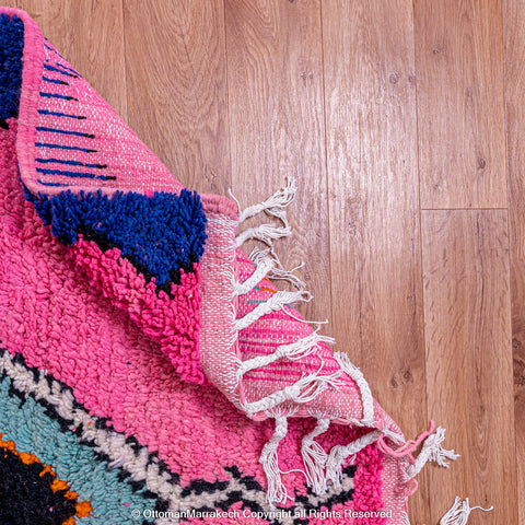 Pink Moroccan Berber Rug with Geometric Diamond and Atlas Motifs