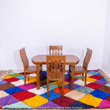 Load image into Gallery viewer, Vibrant Harlequin Moroccan Berber Rug with Multicolored Diamond Pattern