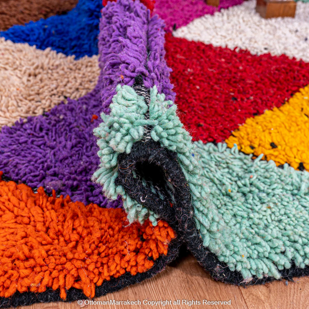 Vibrant Harlequin Moroccan Berber Rug with Multicolored Diamond Pattern