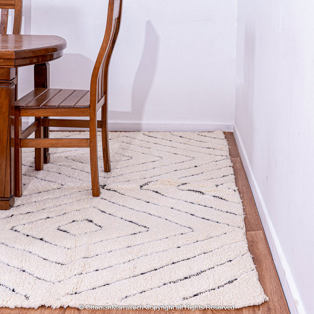 Eclectic Moroccan Tiled Diamond Rug: White Rug Black Diamonds Modern Flair