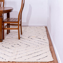 Load image into Gallery viewer, Eclectic Moroccan Tiled Diamond Rug: White Rug Black Diamonds Modern Flair