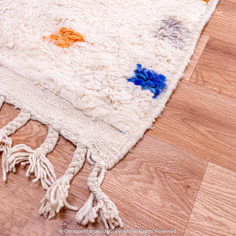 White Moroccan Rug with Berber Symbolic Motifs