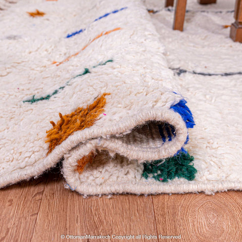 White Moroccan Rug with Berber Symbolic Motifs