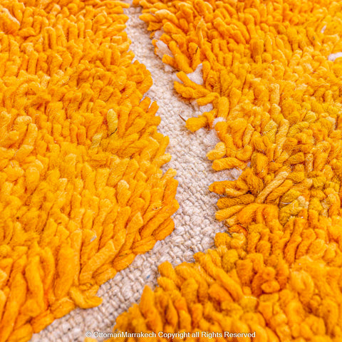 Modern Moroccan Orange Sunset Wool Rug: Soft Texture and Sophisticated Style