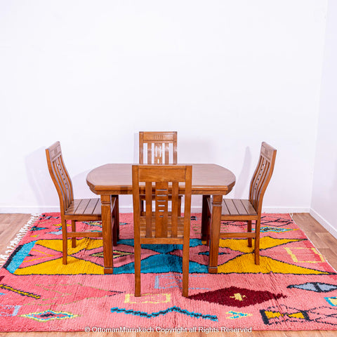 Bold Pink Moroccan Rug with Vibrant Geometric Patterns