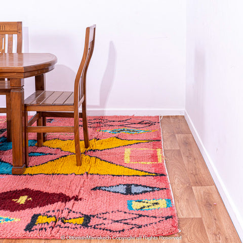 Bold Pink Moroccan Rug with Vibrant Geometric Patterns