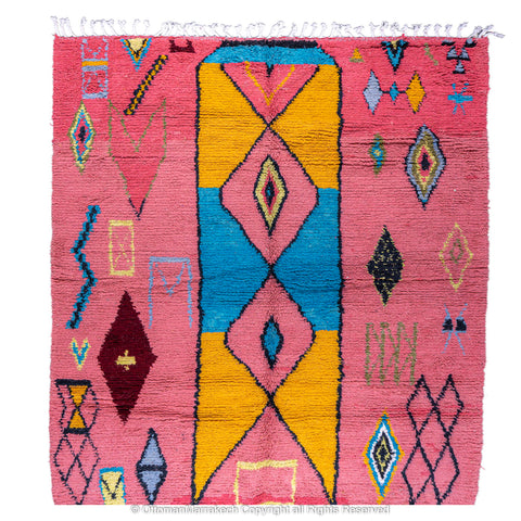 Bold Pink Moroccan Rug with Vibrant Geometric Patterns