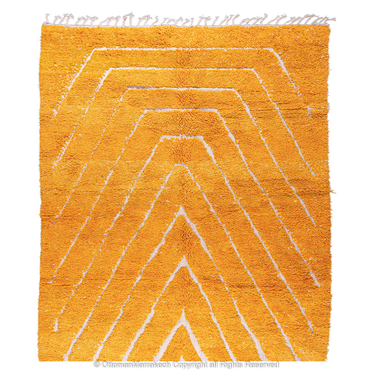 Modern Moroccan Orange Sunset Wool Rug: Soft Texture and Sophisticated Style