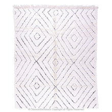 Load image into Gallery viewer, Eclectic Moroccan Tiled Diamond Rug: White Rug Black Diamonds Modern Flair