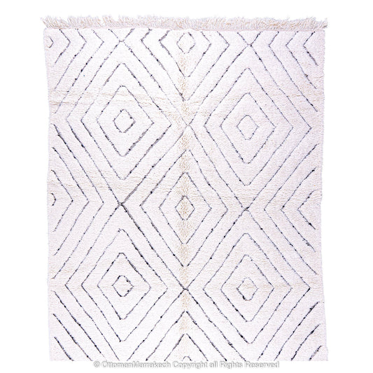 Eclectic Moroccan Tiled Diamond Rug: White Rug Black Diamonds Modern Flair