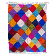 Load image into Gallery viewer, Vibrant Harlequin Moroccan Berber Rug with Multicolored Diamond Pattern