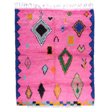 Load image into Gallery viewer, Pink Moroccan Berber Rug with Geometric Diamond and Atlas Motifs