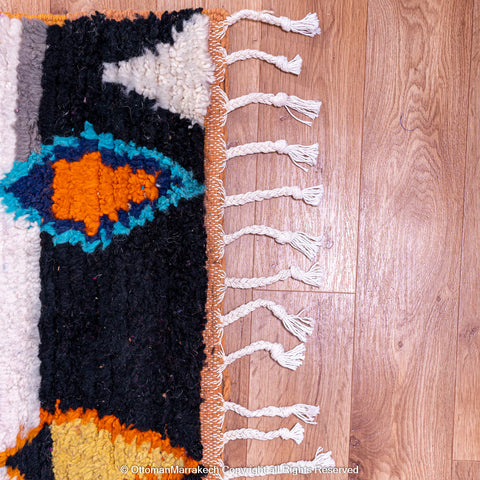 Vibrant Pink Moroccan Berber Rug with Multicolor Geometric Patterns