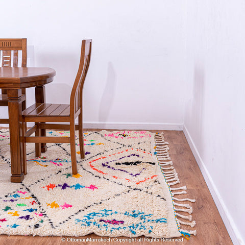 Moroccan Berber Rug with Colorful Diamond Accents