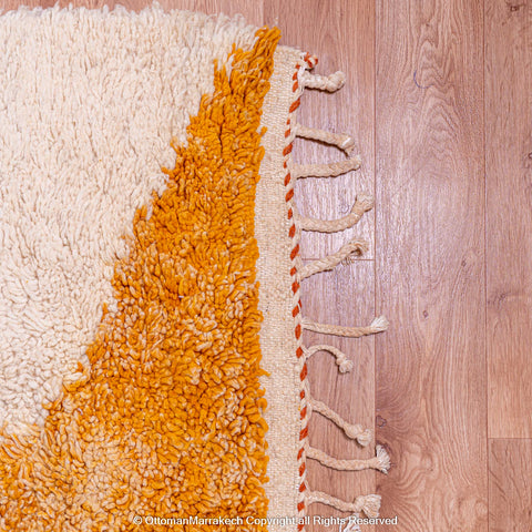 Modern Moroccan Stacked Color Wool Rug in Warm and Cool Tones