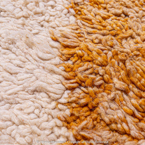 Modern Moroccan Stacked Color Wool Rug in Warm and Cool Tones