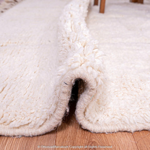 Beige Shaved Lines Moroccan Rug with Soft Plush Tassels