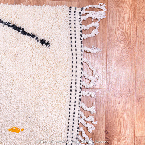 White Plush Berber Rug with Black Diamonds and Vibrant Berber Symbols