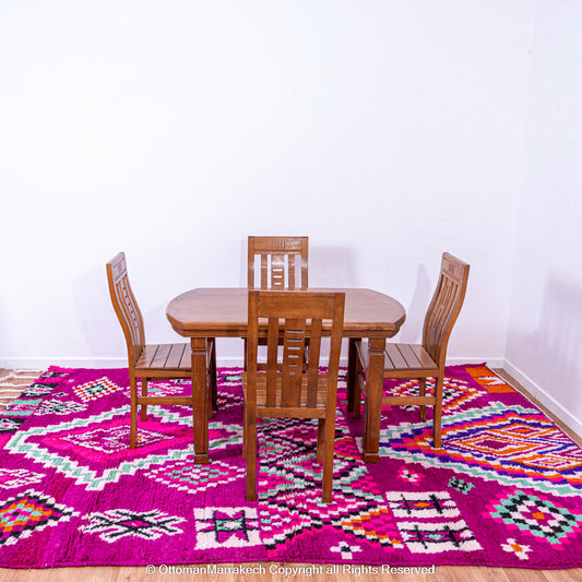 Vibrant Magenta Berber Moroccan Wool Rug