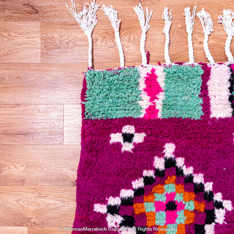 Vibrant Magenta Berber Moroccan Wool Rug