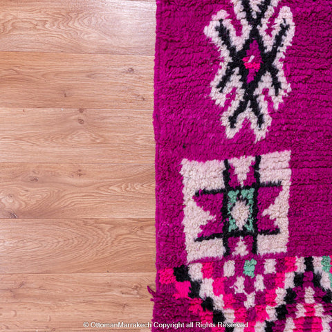 Vibrant Magenta Berber Moroccan Wool Rug