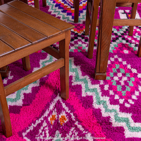 Vibrant Magenta Berber Moroccan Wool Rug